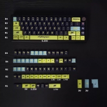 Cyberpunk R2 104+26 PBT Doubleshot Backlit 5-sided Dye-subbed Keycaps Set Cherry Profile Side Legends for MX Keyboard